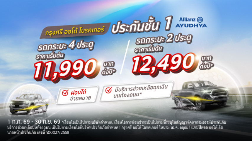ประกันชั้น 1 รถกระบะ 2 ประตู & 4 ประตู โดยบริษัท อลิอันซ์ อยุธยา ประกันภัย จำกัด (มหาชน)